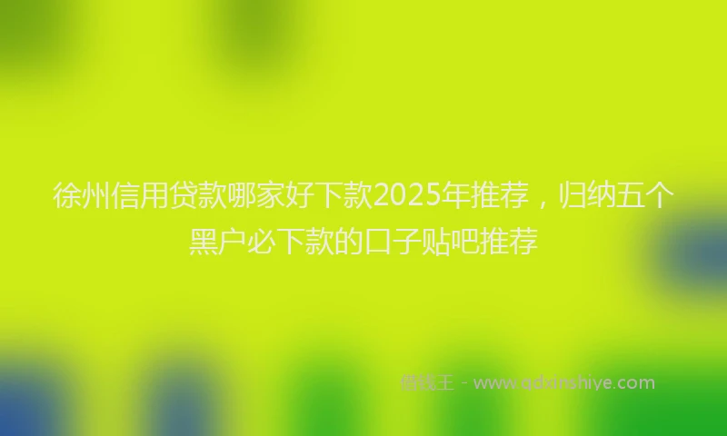 徐州信用贷款哪家好下款2025年推荐，归纳五个黑户必下款的口子贴吧推荐