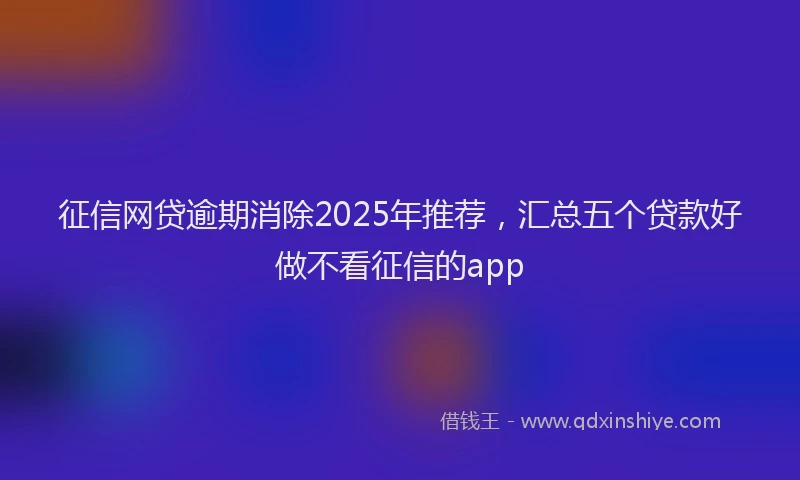 征信网贷逾期消除2025年推荐，汇总五个贷款好做不看征信的app