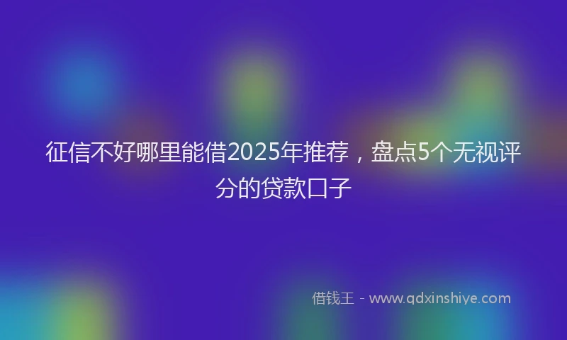 征信不好哪里能借2025年推荐，盘点5个无视评分的贷款口子