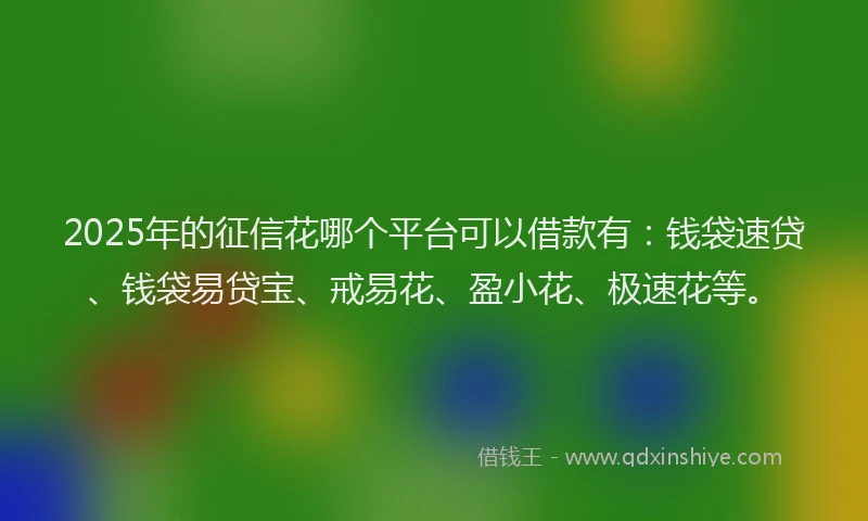 2025年的征信花哪个平台可以借款有:钱袋速贷、钱袋易贷宝、戒易花、盈小花、极速花等。