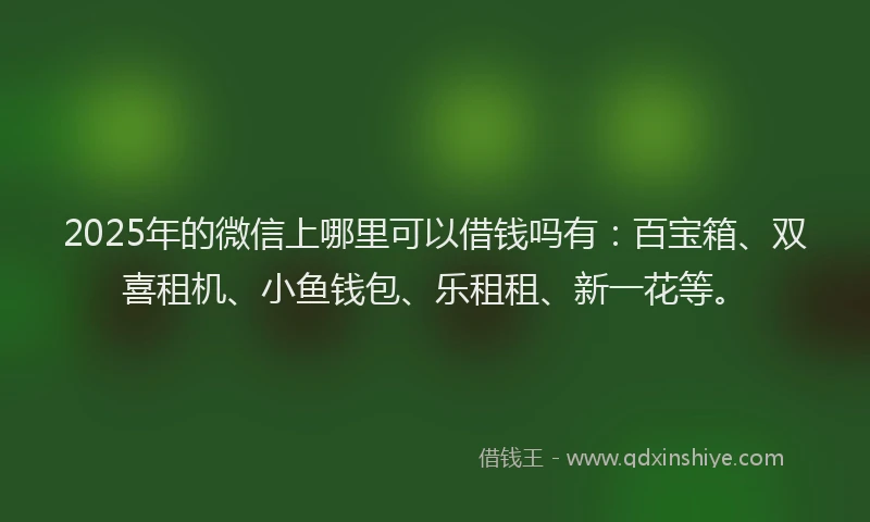 2025年的微信上哪里可以借钱吗有：百宝箱、双喜租机、小鱼钱包、乐租租、新一花等。