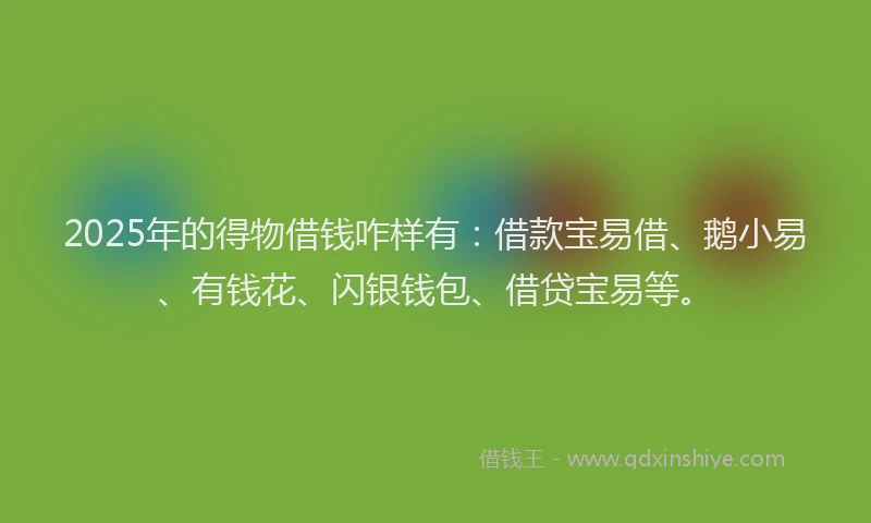 2025年的得物借钱咋样有：借款宝易借、鹅小易、有钱花、闪银钱包、借贷宝易等。