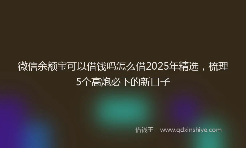 微信余额宝可以借钱吗怎么借2025年精选，梳理5个高炮必下的新口子