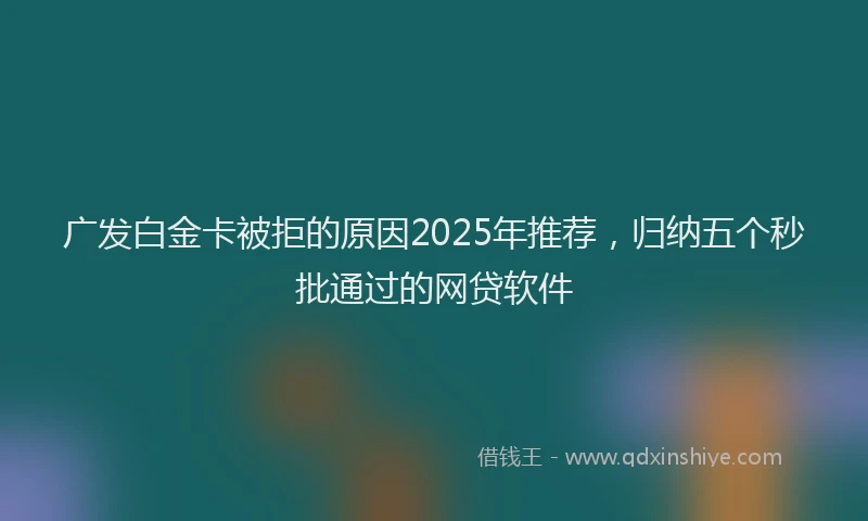 广发白金卡被拒的原因2025年推荐，归纳五个秒批通过的网贷软件