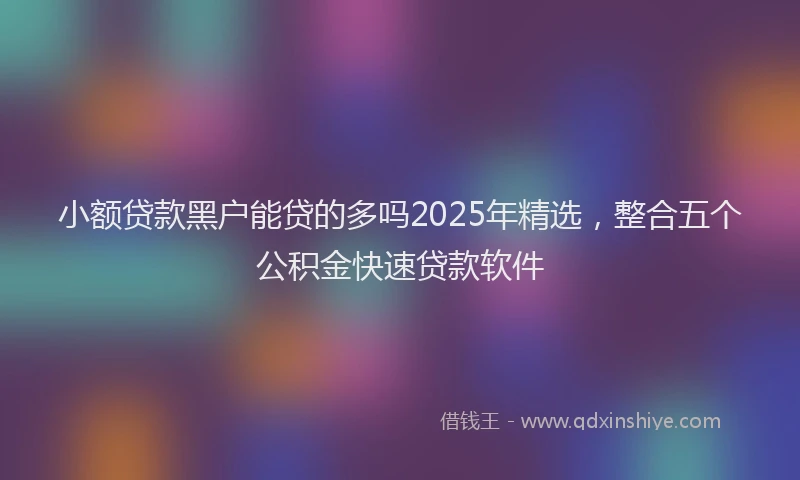 小额贷款黑户能贷的多吗2025年精选，整合五个公积金快速贷款软件