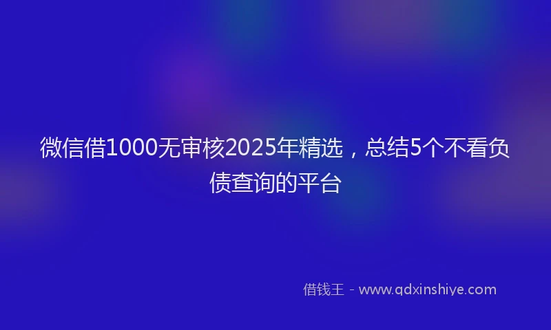 微信借1000无审核2025年精选，总结5个不看负债查询的平台