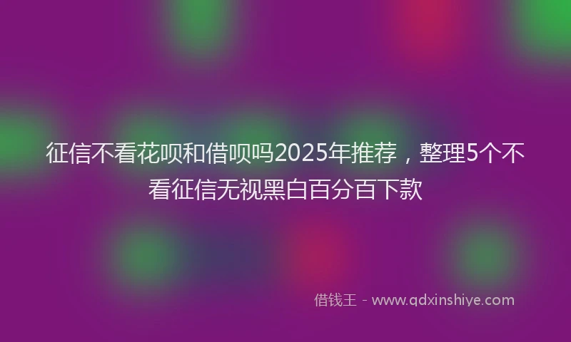 征信不看花呗和借呗吗2025年推荐，整理5个不看征信无视黑白百分百下款