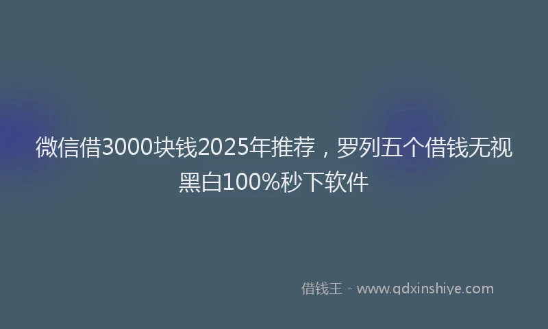 微信借3000块钱2025年推荐，罗列五个借钱无视黑白100%秒下软件