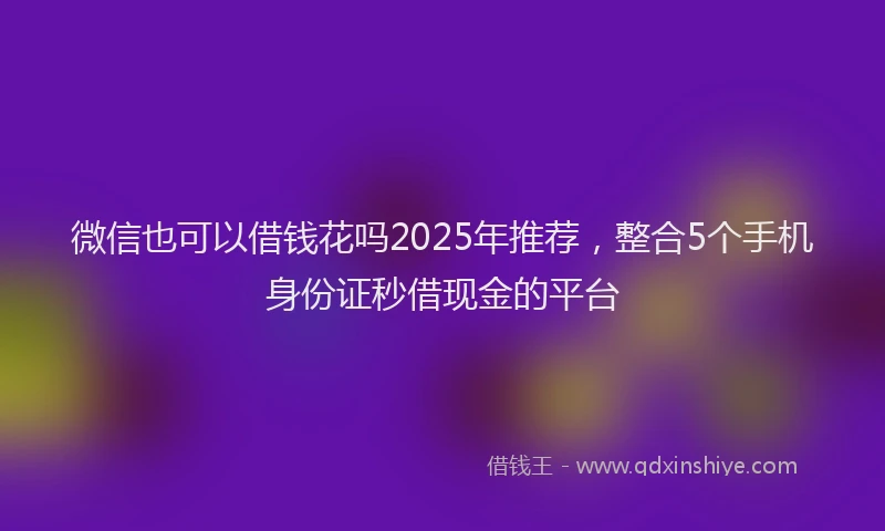 微信也可以借钱花吗2025年推荐，整合5个手机身份证秒借现金的平台