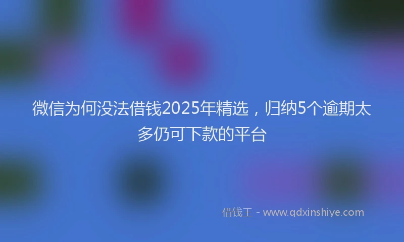 微信为何没法借钱2025年精选，归纳5个逾期太多仍可下款的平台
