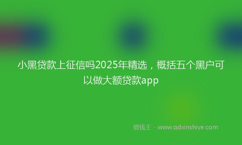 小黑贷款上征信吗2025年精选，概括五个黑户可以做大额贷款app
