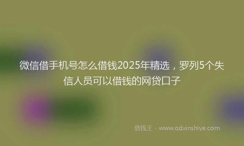 微信借手机号怎么借钱2025年精选，罗列5个失信人员可以借钱的网贷口子