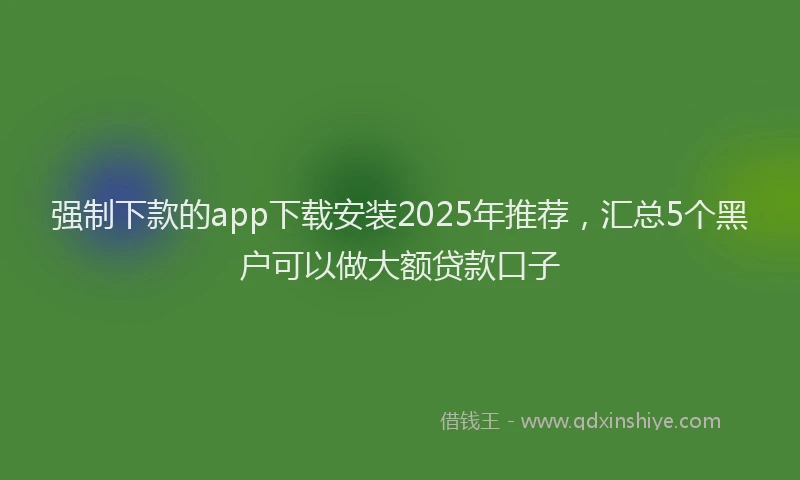 强制下款的app下载安装2025年推荐，汇总5个黑户可以做大额贷款口子