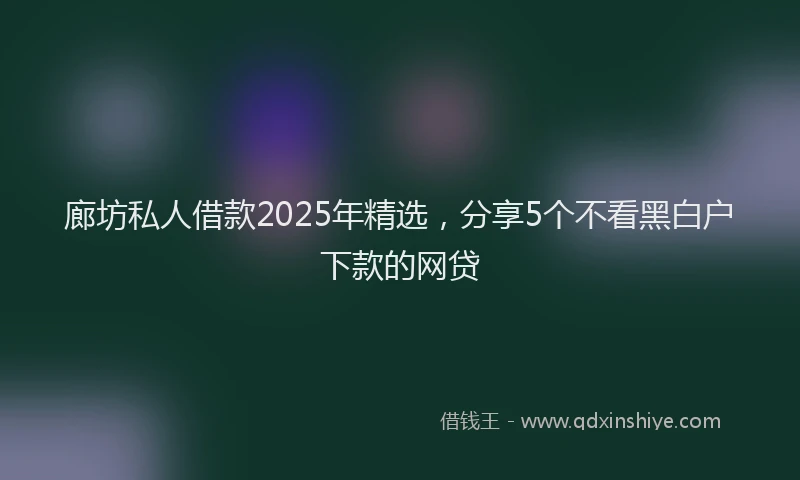 廊坊私人借款2025年精选，分享5个不看黑白户下款的网贷