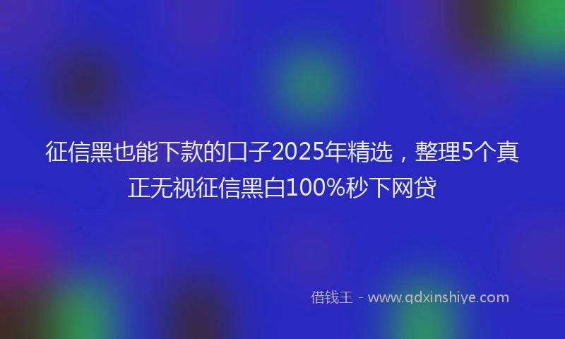 征信黑也能下款的口子2025年精选，整理5个真正无视征信黑白100%秒下网贷