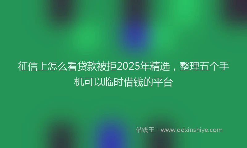 征信上怎么看贷款被拒2025年精选，整理五个手机可以临时借钱的平台