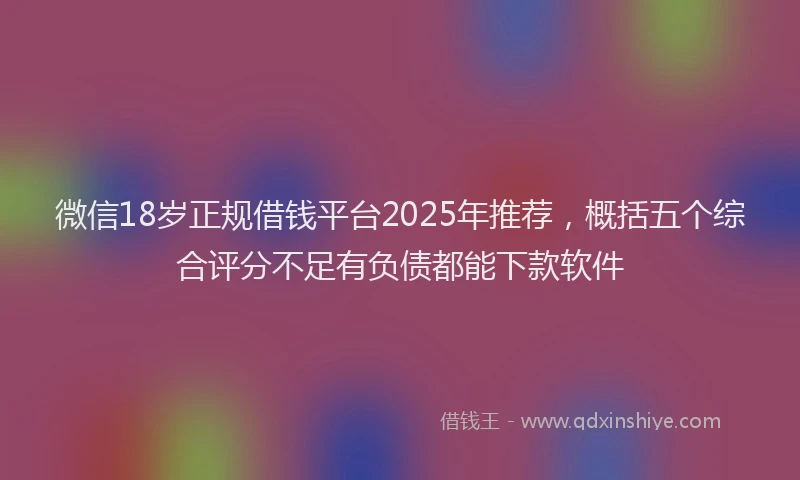 微信18岁正规借钱平台2025年推荐，概括五个综合评分不足有负债都能下款软件