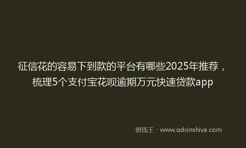 征信花的容易下到款的平台有哪些2025年推荐，梳理5个支付宝花呗逾期万元快速贷款app