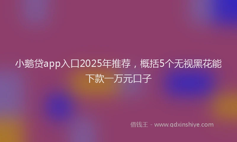 小鹅贷app入口2025年推荐，概括5个无视黑花能下款一万元口子