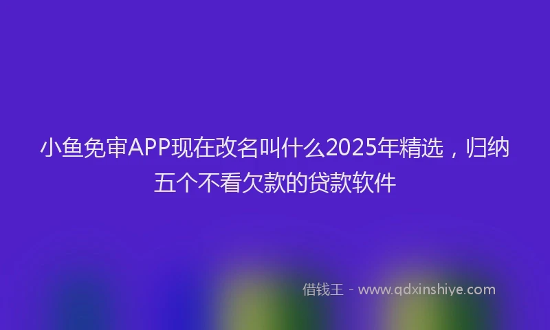 小鱼免审APP现在改名叫什么2025年精选，归纳五个不看欠款的贷款软件