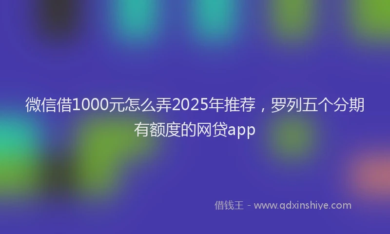 微信借1000元怎么弄2025年推荐，罗列五个分期有额度的网贷app