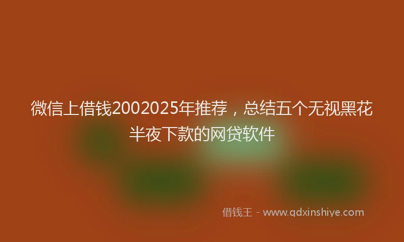 微信上借钱2002025年推荐，总结五个无视黑花半夜下款的网贷软件
