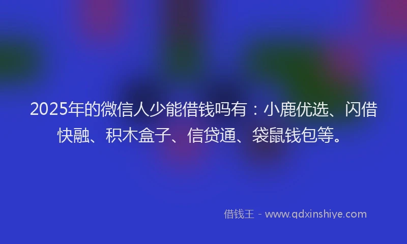 2025年的微信人少能借钱吗有：小鹿优选、闪借快融、积木盒子、信贷通、袋鼠钱包等。