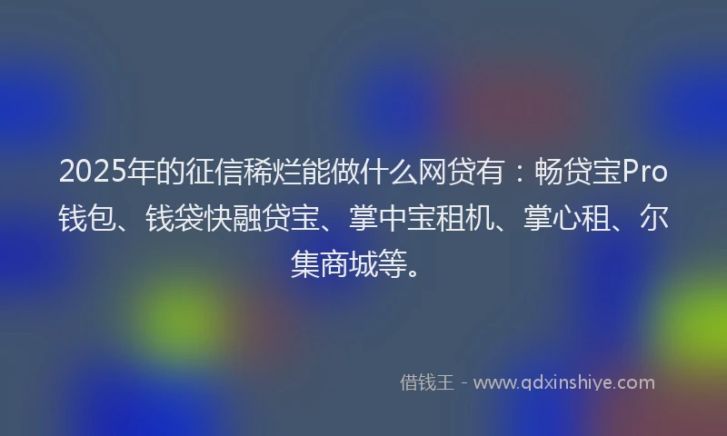 2025年的征信稀烂能做什么网贷有：畅贷宝Pro钱包、钱袋快融贷宝、掌中宝租机、掌心租、尔集商城等。