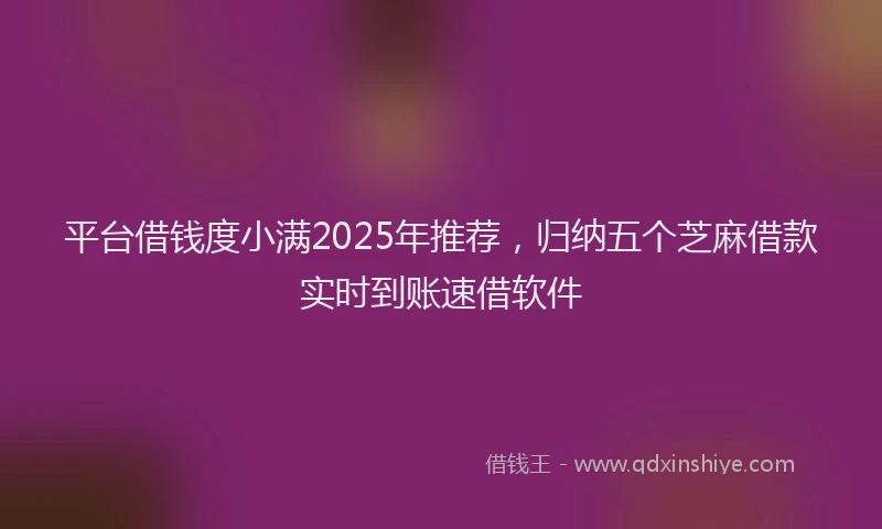 平台借钱度小满2025年推荐，归纳五个芝麻借款实时到账速借软件