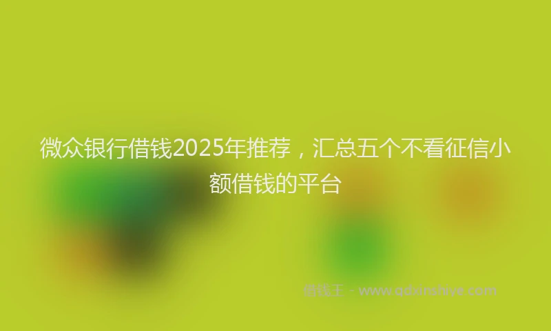微众银行借钱2025年推荐，汇总五个不看征信小额借钱的平台
