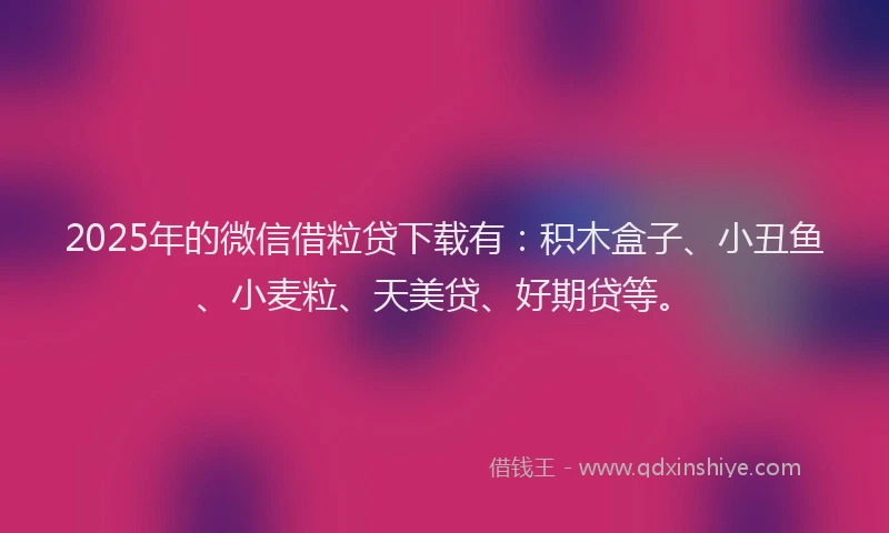 2025年的微信借粒贷下载有：积木盒子、小丑鱼、小麦粒、天美贷、好期贷等。
