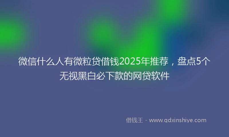 微信什么人有微粒贷借钱2025年推荐，盘点5个无视黑白必下款的网贷软件