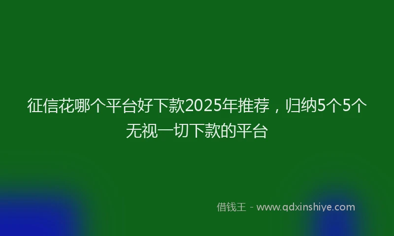 征信花哪个平台好下款2025年推荐，归纳5个5个无视一切下款的平台