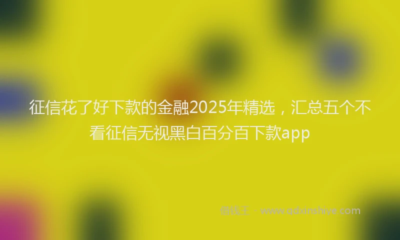 征信花了好下款的金融2025年精选，汇总五个不看征信无视黑白百分百下款app