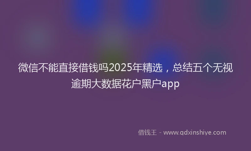 微信不能直接借钱吗2025年精选，总结五个无视逾期大数据花户黑户app