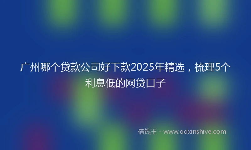 广州哪个贷款公司好下款2025年精选，梳理5个利息低的网贷口子
