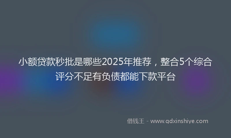 小额贷款秒批是哪些2025年推荐，整合5个综合评分不足有负债都能下款平台
