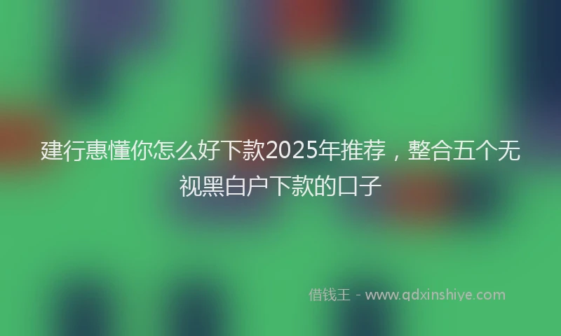 建行惠懂你怎么好下款2025年推荐，整合五个无视黑白户下款的口子