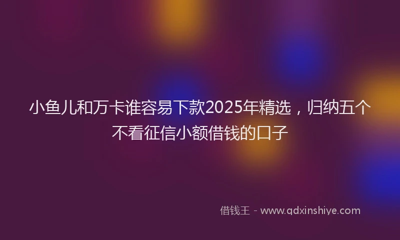 小鱼儿和万卡谁容易下款2025年精选，归纳五个不看征信小额借钱的口子