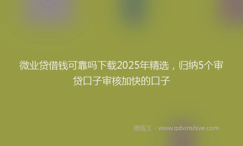 微业贷借钱可靠吗下载2025年精选，归纳5个审贷口子审核加快的口子