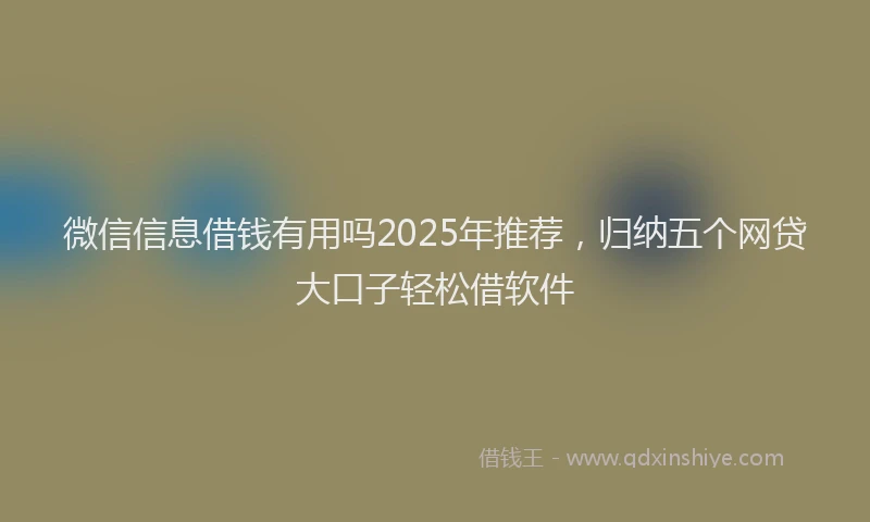 微信信息借钱有用吗2025年推荐，归纳五个网贷大口子轻松借软件