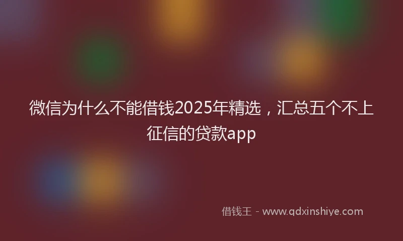 微信为什么不能借钱2025年精选，汇总五个不上征信的贷款app