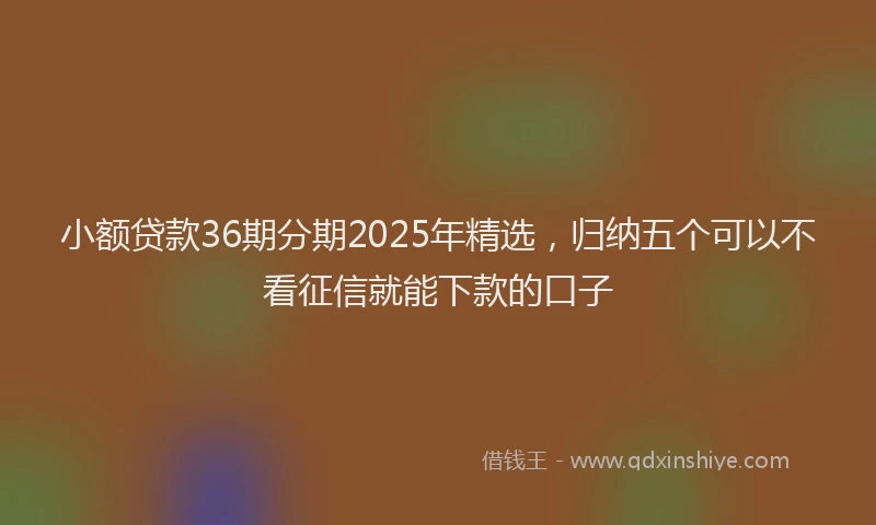 小额贷款36期分期2025年精选，归纳五个可以不看征信就能下款的口子