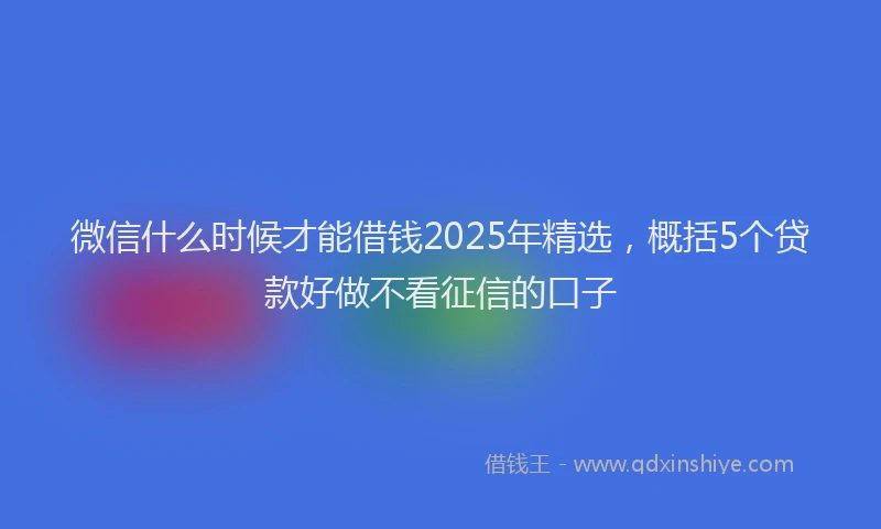 微信什么时候才能借钱2025年精选，概括5个贷款好做不看征信的口子
