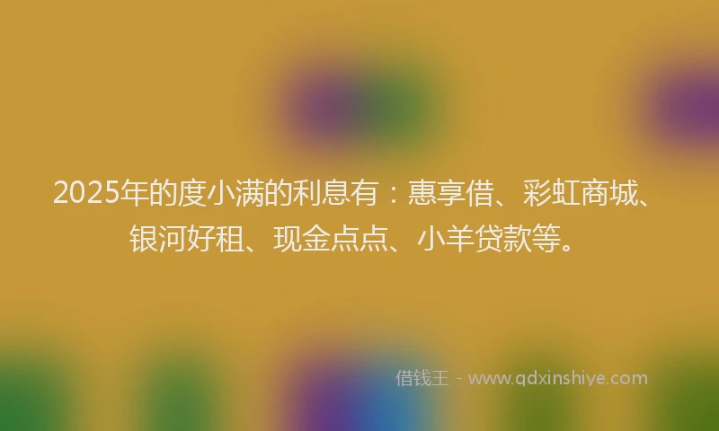 2025年的度小满的利息有：惠享借、彩虹商城、银河好租、现金点点、小羊贷款等。