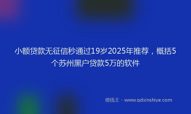 小额贷款无征信秒通过19岁2025年推荐，概括5个苏州黑户贷款5万的软件