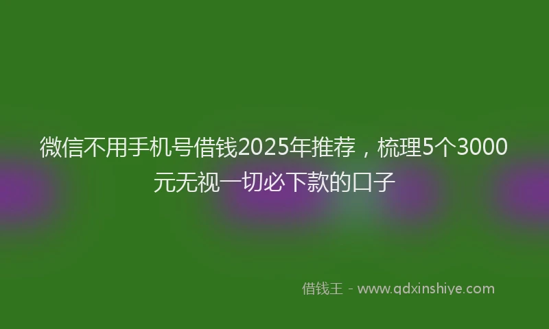 微信不用手机号借钱2025年推荐，梳理5个3000元无视一切必下款的口子