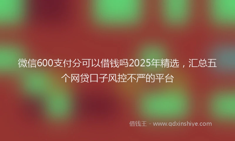 微信600支付分可以借钱吗2025年精选，汇总五个网贷口子风控不严的平台