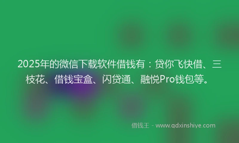 2025年的微信下载软件借钱有：贷你飞快借、三枝花、借钱宝盒、闪贷通、融悦Pro钱包等。