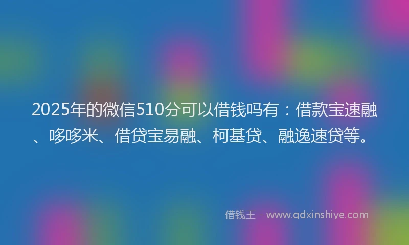 2025年的微信510分可以借钱吗有：借款宝速融、哆哆米、借贷宝易融、柯基贷、融逸速贷等。